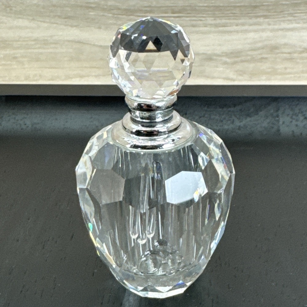 Oleg Cassini Lot Of 3 Crystal Small Perfume Bottle Glass Dauber Geometric Shape - Picture 9 of 16